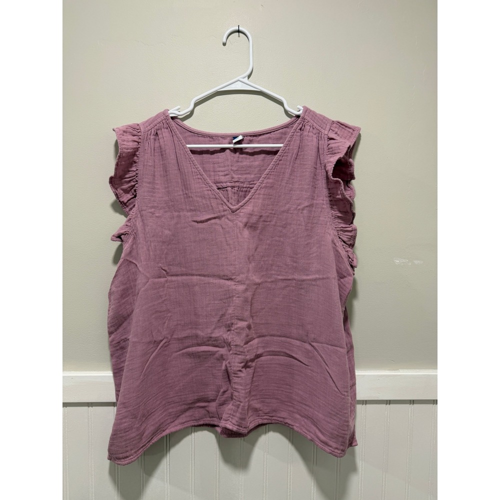 Old Navy Cap Sleeve Ruffles Blouse Purple Feminine Women Size XL